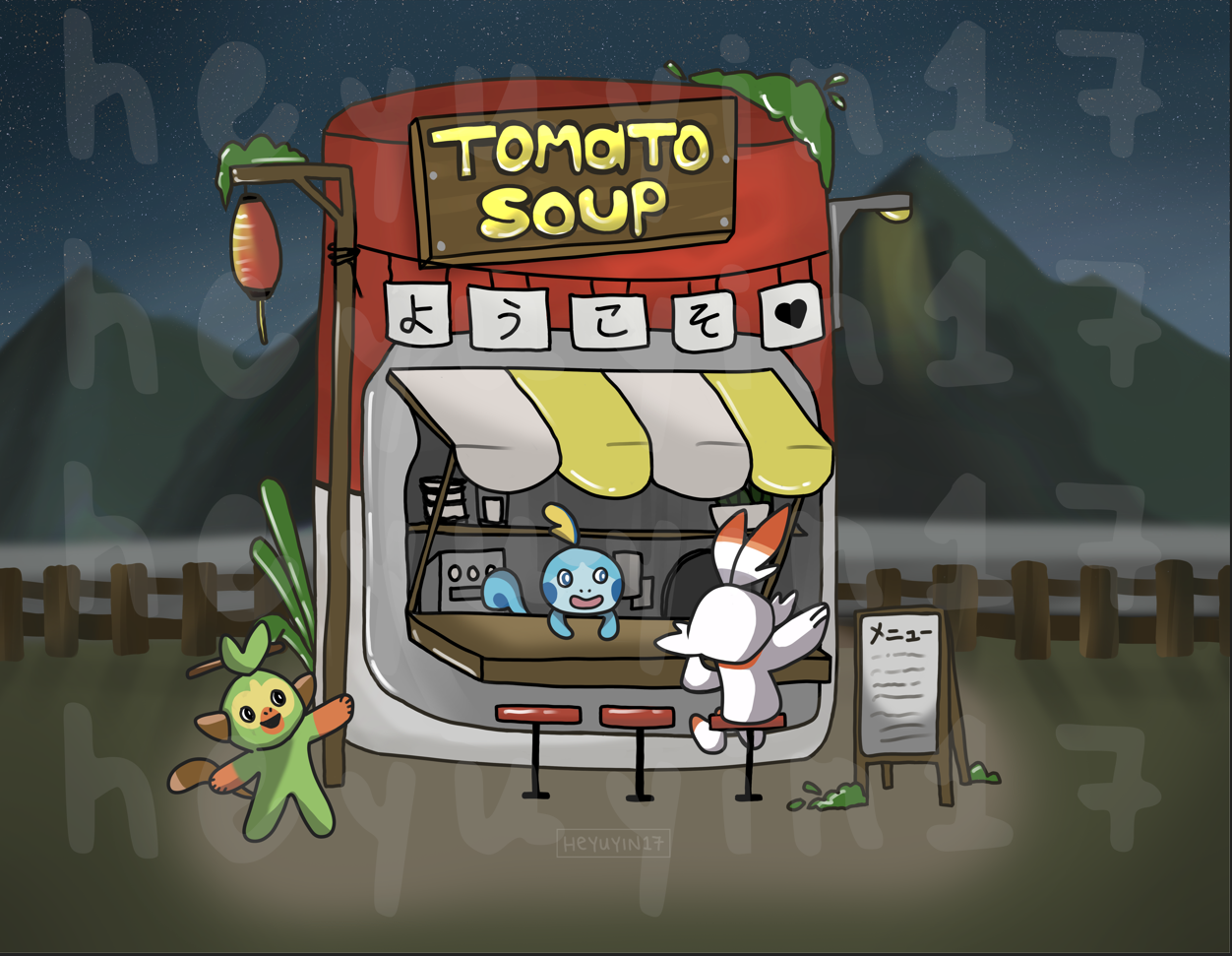 Pokemon Tomato Soup Stall: Night Print